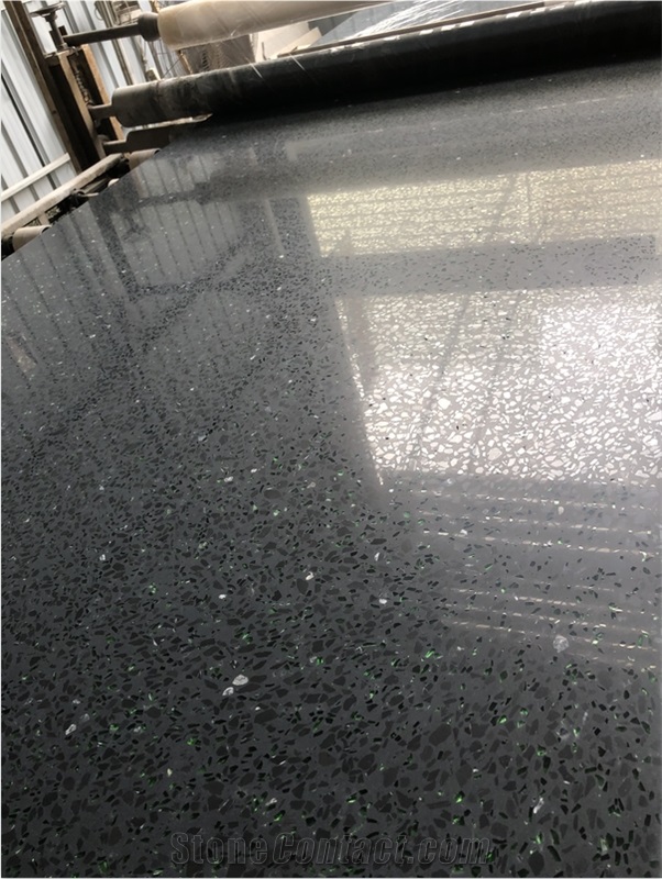 Black Terrazzo With Green Glass Hotsale Terrazzo Slab