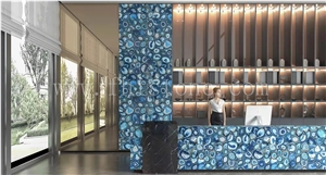Blue Agate Transparent Semiprecious Stone Light Transmitting