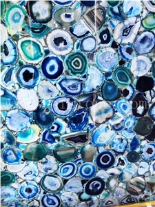 Blue Agate Transparent Semiprecious Stone Light Transmitting