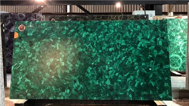 Malachite Green Agate Semiprecious Stone Light Transmitting