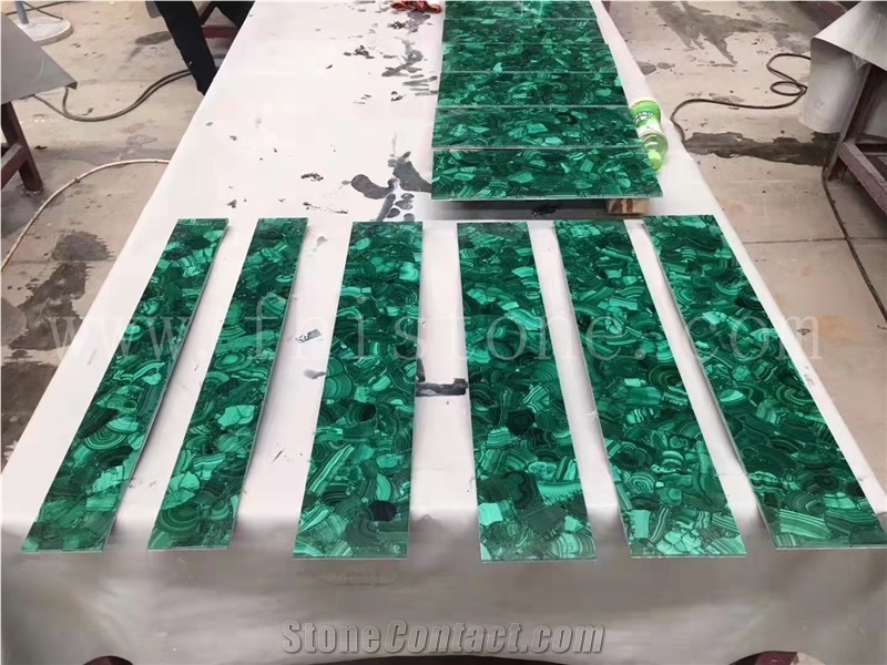 Malachite Green Agate Semiprecious Stone Light Transmitting