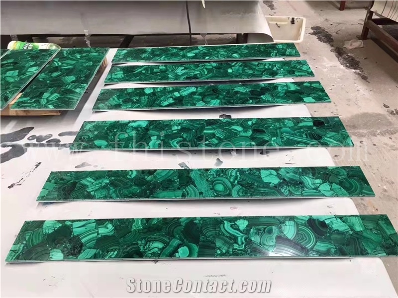 Malachite Green Agate Semiprecious Stone Light Transmitting