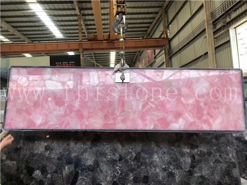 Pink Crystal Semi-Precious Stone Slabs