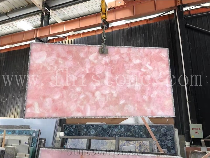Pink Crystal Semi-Precious Stone Slabs