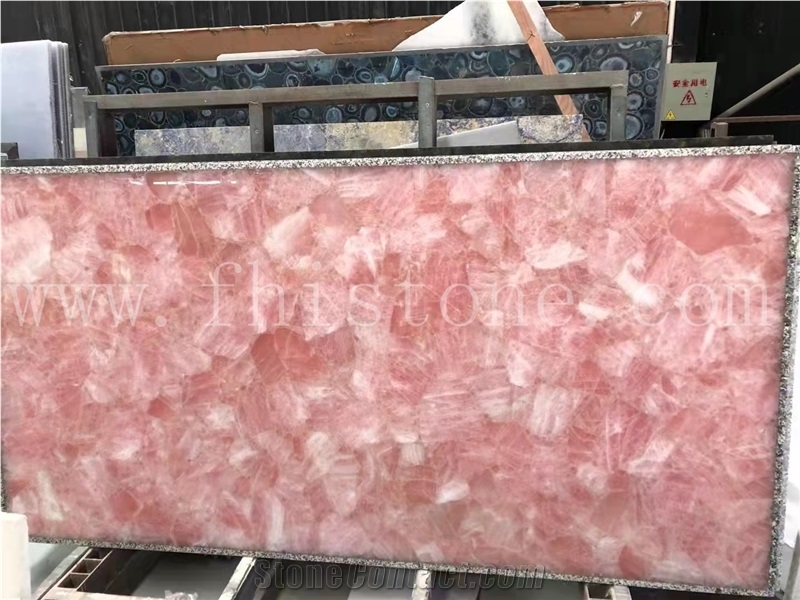 Pink Crystal Semi-Precious Stone Slabs