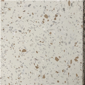 Solid Surface White Terrazzo Tile With Yellow & White Chips