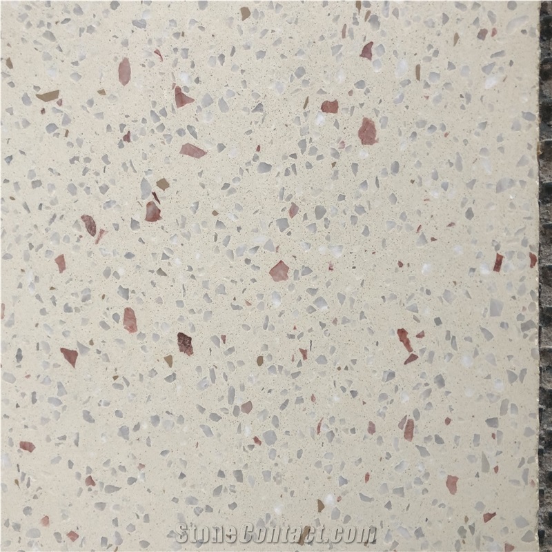 White Terrazzo Black Galaxy Terrazzo With Pink& White Stone