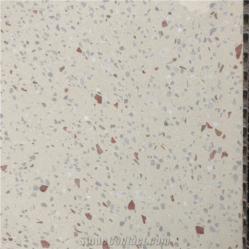 White Terrazzo Black Galaxy Terrazzo With Pink& White Stone