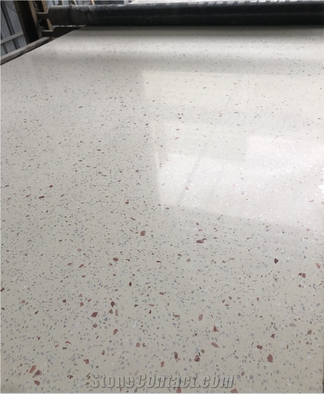 White Terrazzo Black Galaxy Terrazzo With Pink& White Stone