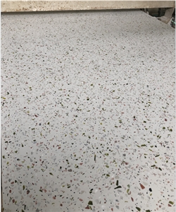 White Terrazzo With Green Pink Multicolor White Terrazzo