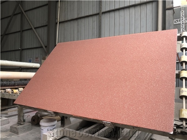 Wholesale Diamond Red Rosa Terrazzo Slab  Artificial Stone