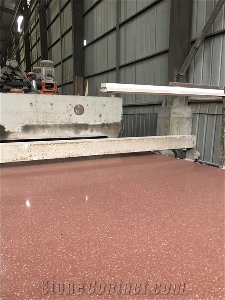 Wholesale Diamond Red Rosa Terrazzo Slab  Artificial Stone