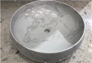 Arabescato White Artificial Marble Basin Arabescato White Artificial Marble Basin