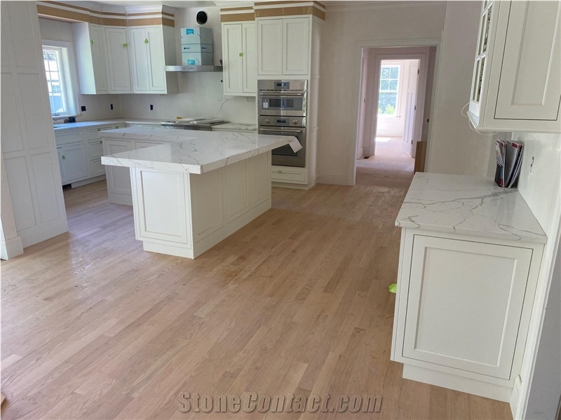 Best Calacatta Quartz Slabs For Kitchen Countertop