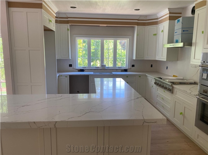 Best Calacatta Quartz Slabs For Kitchen Countertop