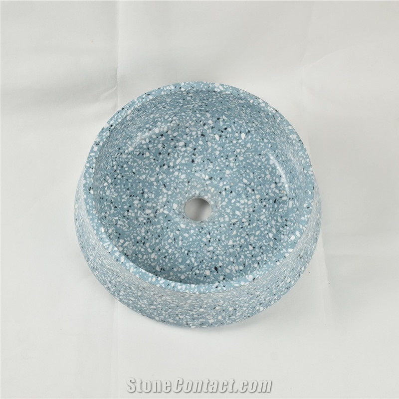 Blue Terrazzo Stone Round Sink