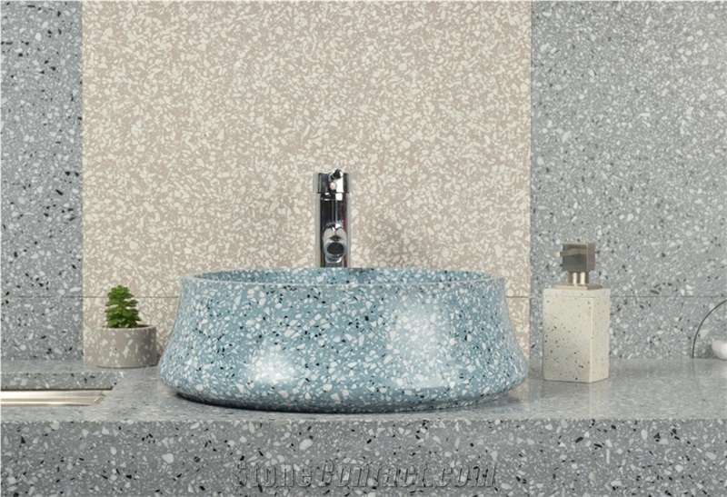 Blue Terrazzo Wash Basin