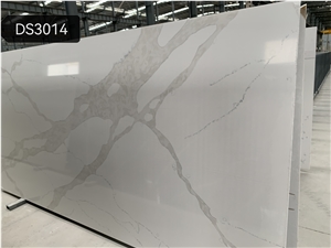Calacatta White Quartz Slabs Customized Size Wholesale Price