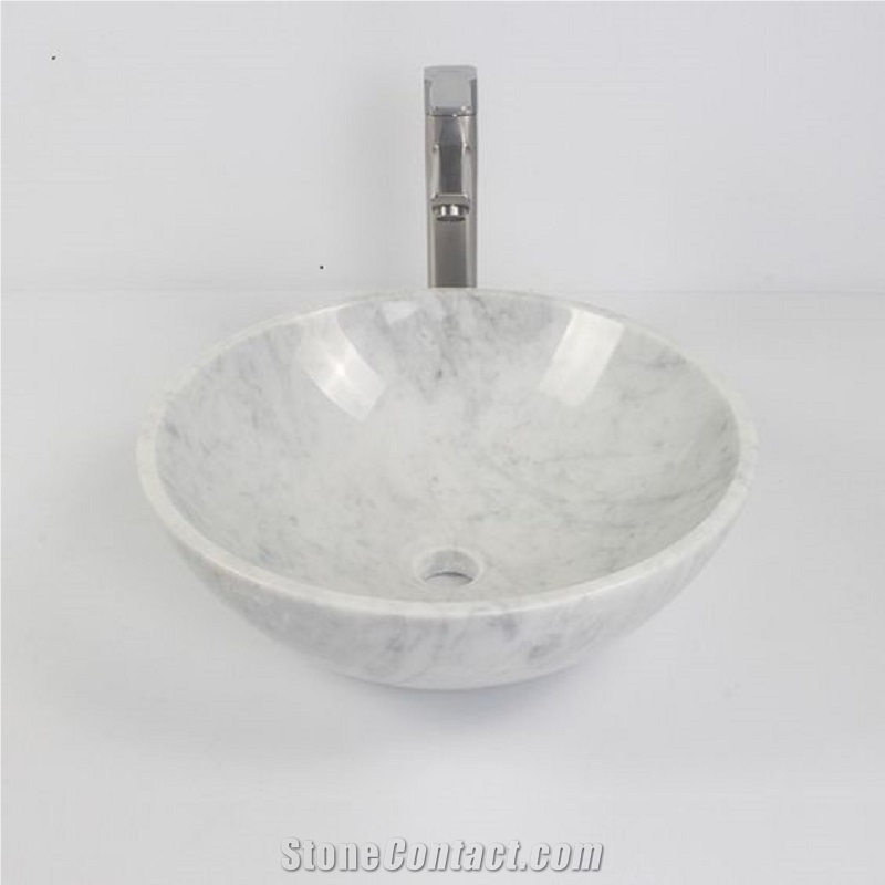 Carrara White Artificial Marble Bathroom Basin