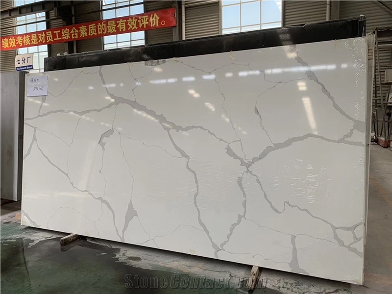 Carrara White Natural Quartz Slab Solid Surface