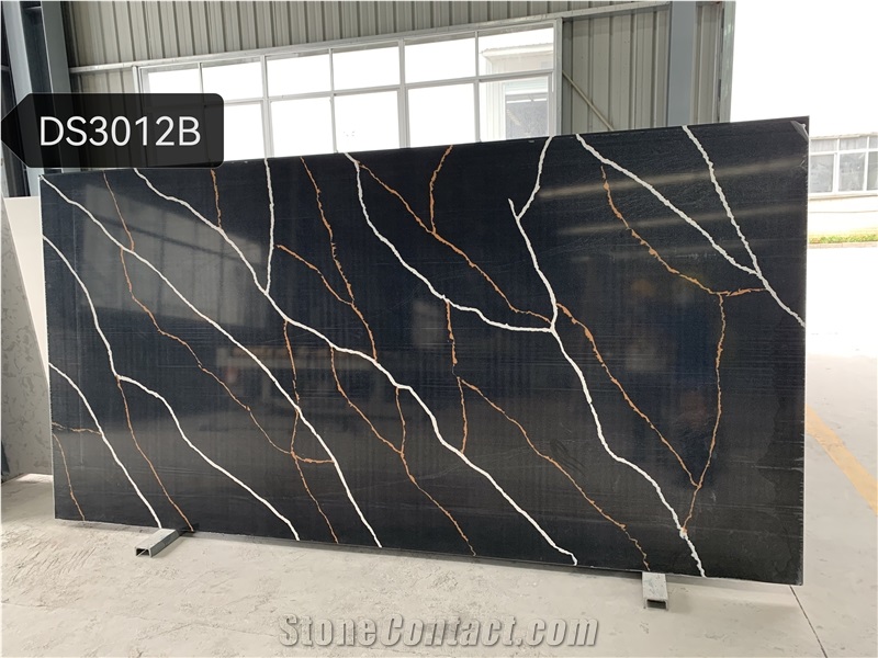 Marquina Quartz Black Calacatta Quartz Quality Slab Price