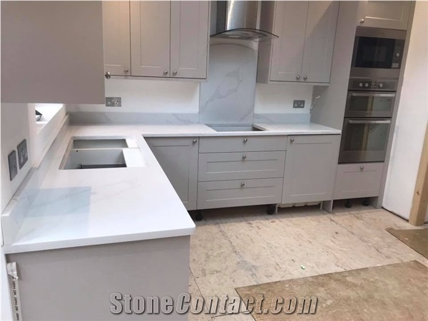 Pure White Quartz Slabs Quality Good Price Calacatta Cararra