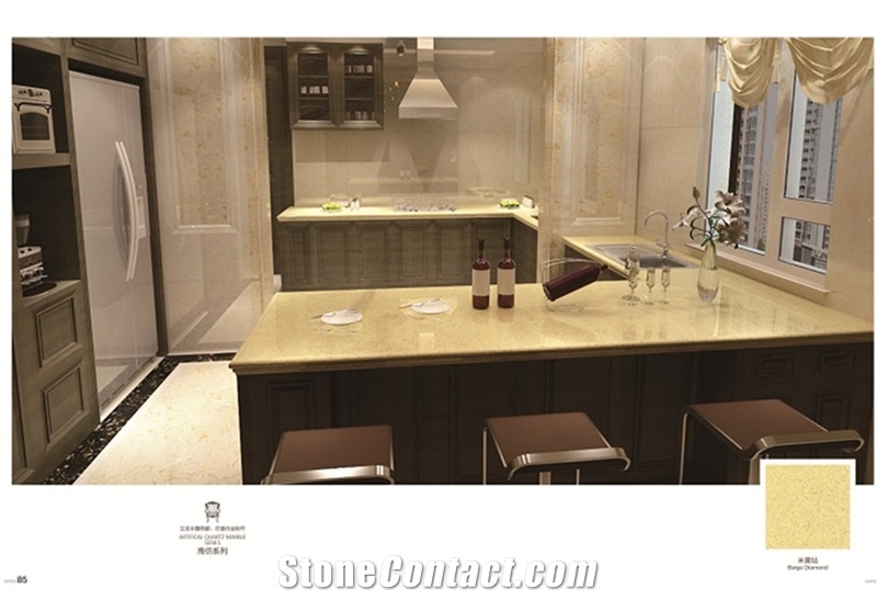 Solid Surface Artificial Quartz Kitchen Countertop