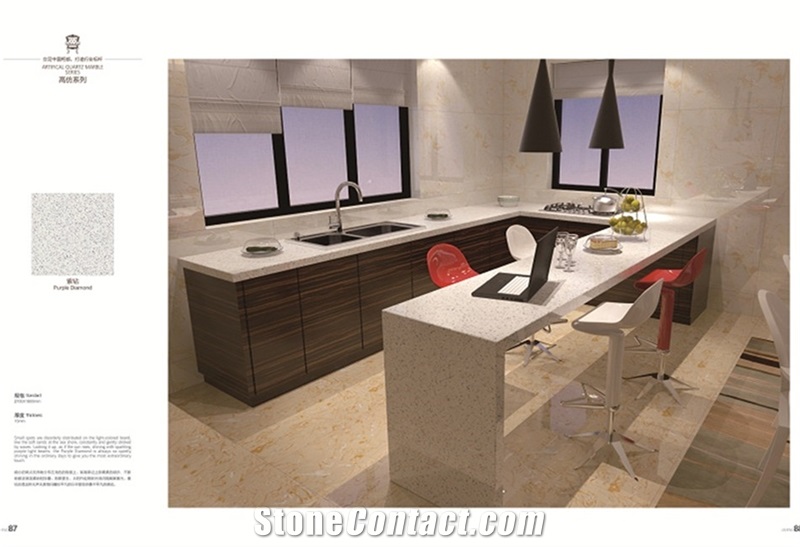 Solid Surface Artificial Quartz Kitchen Countertop