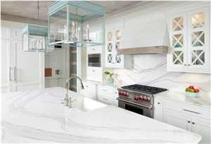 Calacatta Marble Looks Quartz Kitchen Countertop