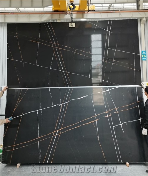 Laurent Black Marble Look Artificial Engineered Quartz