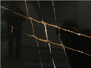 Laurent Black Marble Look Artificial Engineered Quartz