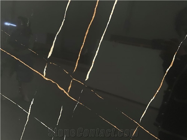 Laurent Black Marble Look Artificial Engineered Quartz