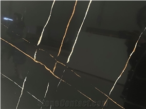 Laurent Black Marble Look Artificial Engineered Quartz