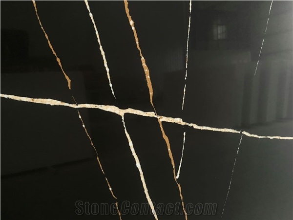 Laurent Black Marble Look Artificial Engineered Quartz