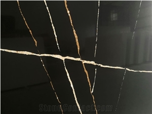 Laurent Black Marble Look Artificial Engineered Quartz