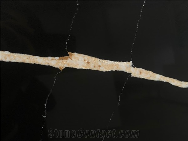 Laurent Black Marble Look Artificial Engineered Quartz