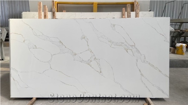 New Design Calacatta Gold Artificial Engineered Quartz Slabs
