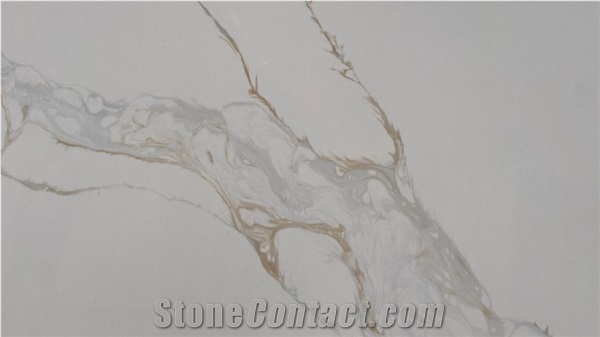 New Design Calacatta Gold Artificial Engineered Quartz Slabs