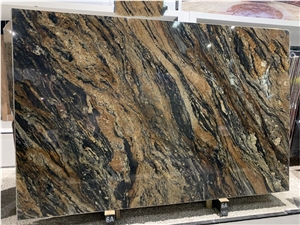 Exotic Black & Gold Bookmatch Granite Slabs & Tiles