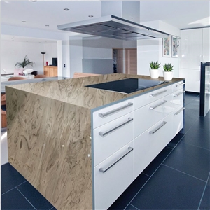 Light Grey With Dark Brown Veins Quartzite Slabs & Tiles