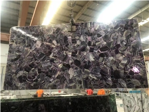 Amethyst Agate Semiprecious Stone, Gemstone Slab Wall Panel