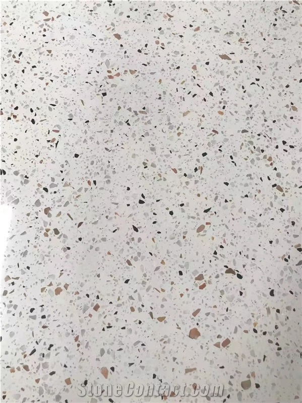 White Terrazzo Slab 20Mm For Bathroom Wall Tile
