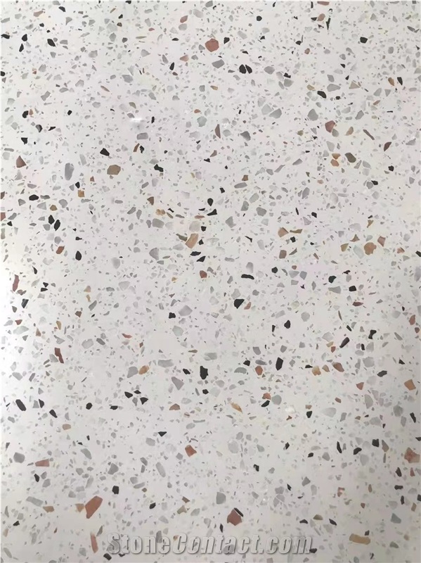 White Terrazzo Slab 20Mm For Bathroom Wall Tile