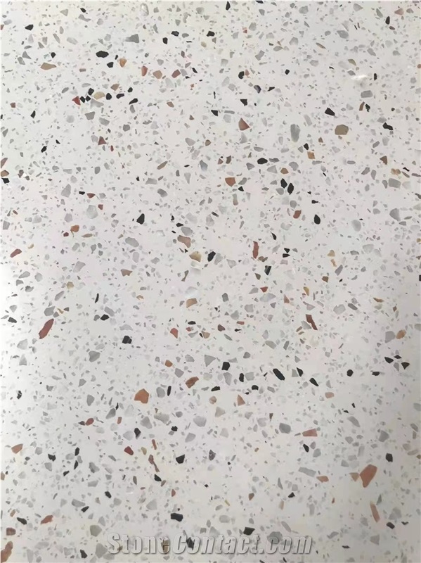 White Terrazzo Slab 20Mm For Bathroom Wall Tile