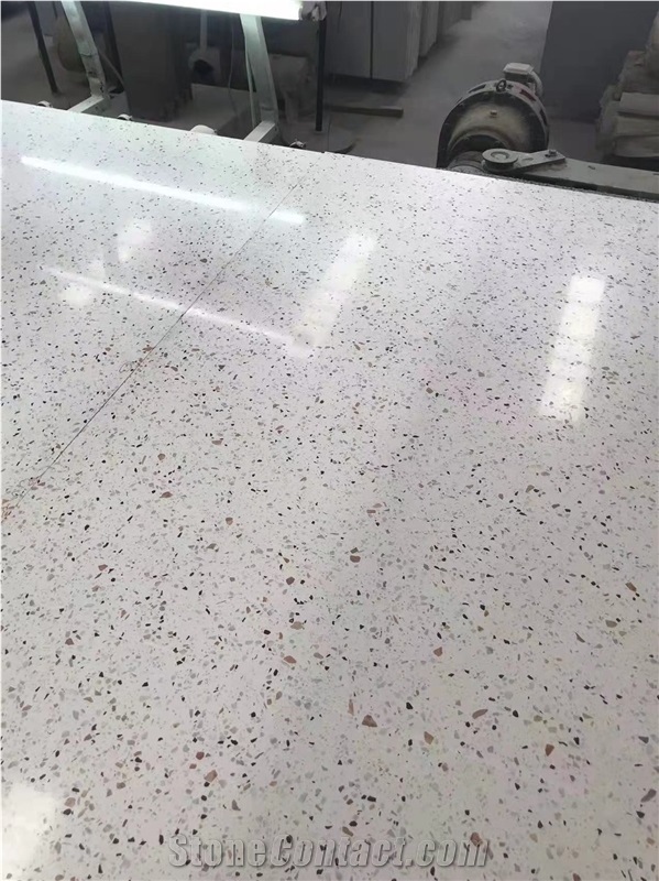 White Terrazzo Slab 20Mm For Bathroom Wall Tile