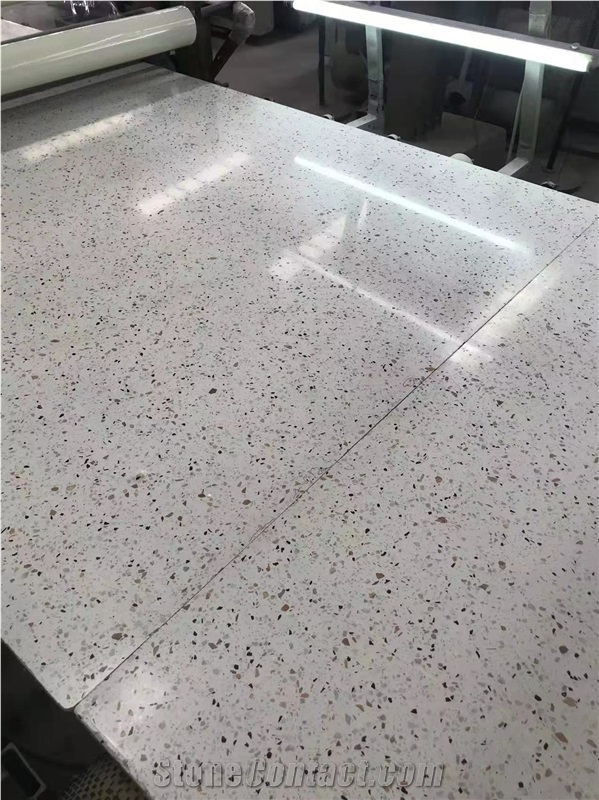 White Terrazzo Slab 20Mm For Bathroom Wall Tile