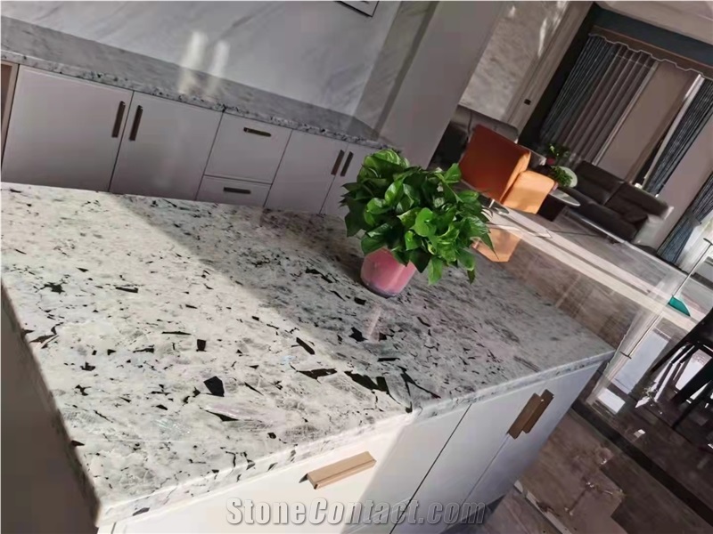 Labradorite Bianco Slab Luxury Stone For Kitchen Top