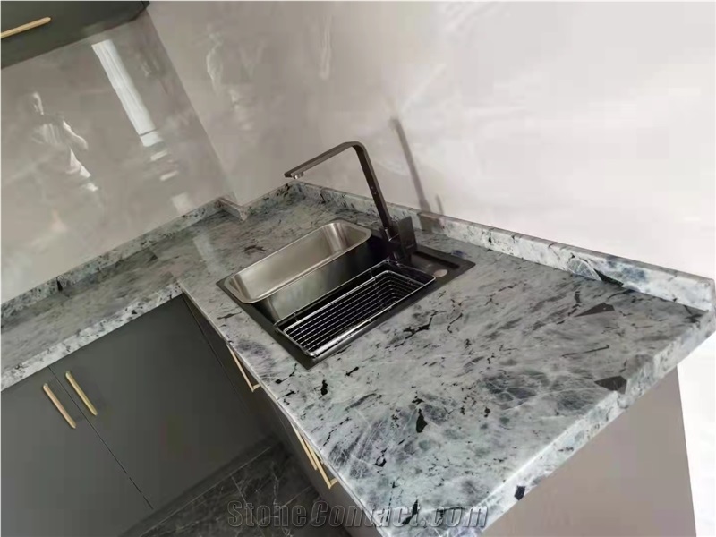 Labradorite Bianco Slab Luxury Stone For Kitchen Top