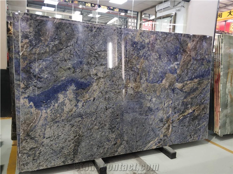 Luxury Azul Blue Bahia Granite Slab For Interior Design