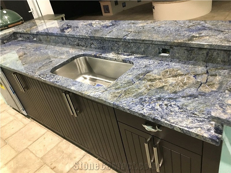 Luxury Azul Blue Bahia Granite Slab For Interior Design